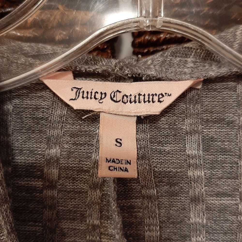 Juicy Couture Shirt Women's Small Gray Wrap Top 90s Y2K Knit Hoodie Hooded - Picture 5 of 6